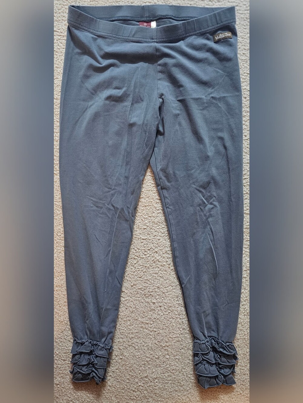 Matilda Jane Girls "Character Counts" Gray Ruffle Leggings, Size Medium